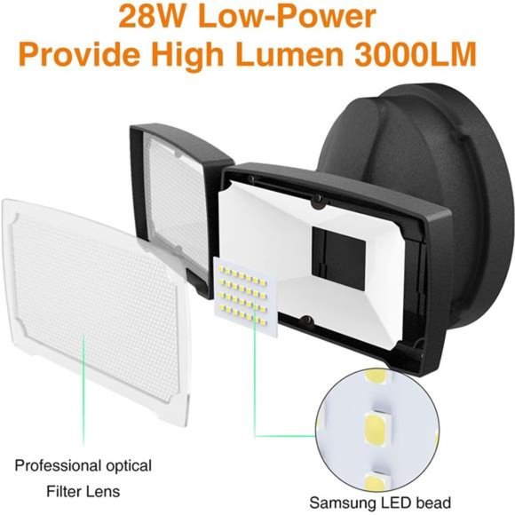 3000LM LED Flood Light Outdoor, Switch Controlled LED Security Light, 28W - Picture 2 of 6
